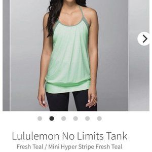 Lululemon No Limits Tank Fresh Teal / Mini Hyper Stripe Fresh Teal Built In Sz 8